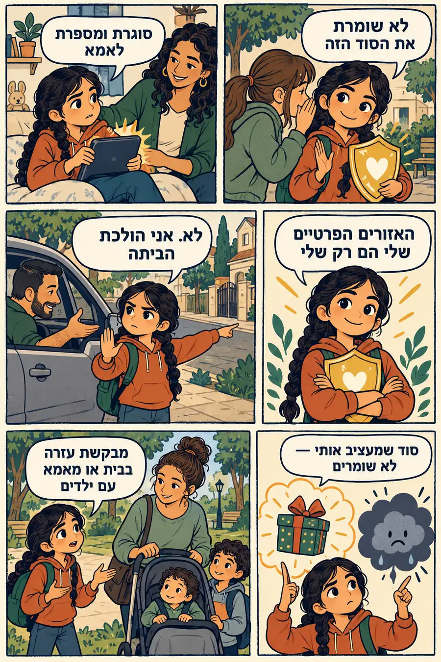 עמודי קומיקס פנימיים עם מצבים והחלטות